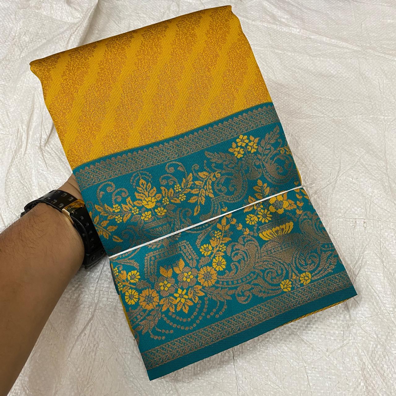 Dharmavaram Semi Pattu Silk Zari Weaving Saree